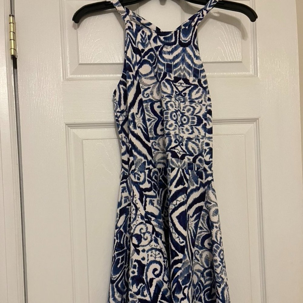 Blue and White Patterned Dress